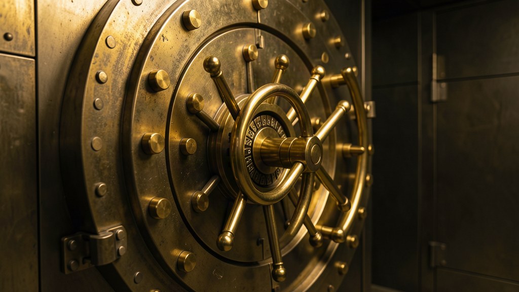 Strong door of the first private safe deposit vaults outside the banking system in Belgium, 2012