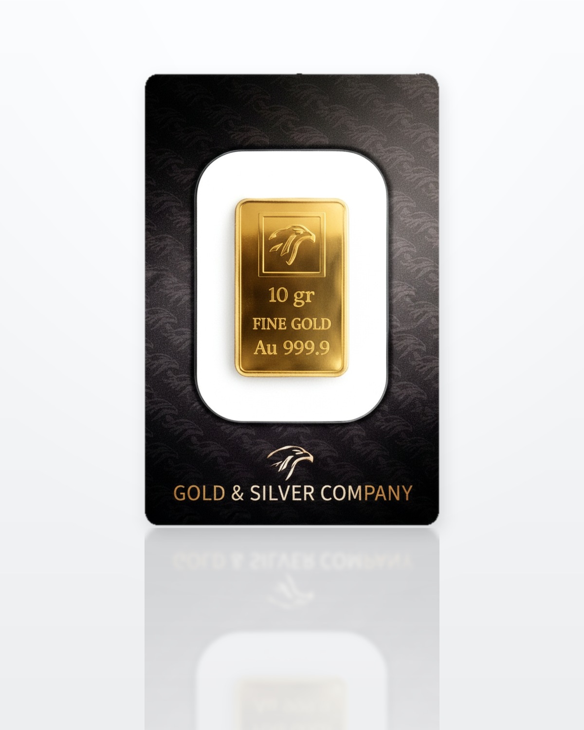 10 gram gold ingot Gold & Silver Company sealed in blister, eagle&rsquo;s head hallmark, FINE GOLD, Au 999.9